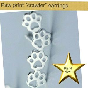 Sterling Silver 🐾Paw Print "Ear Crawler" Earrimgs